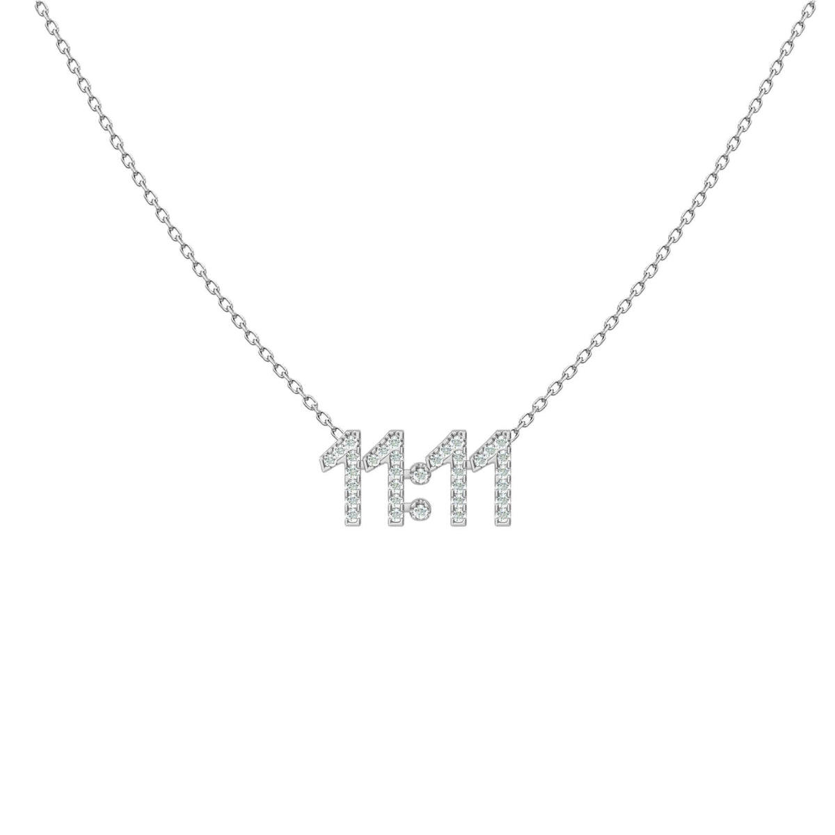 Pavé Diamond Date Necklace – 11:11, solid 18K gold, view 6 of 9