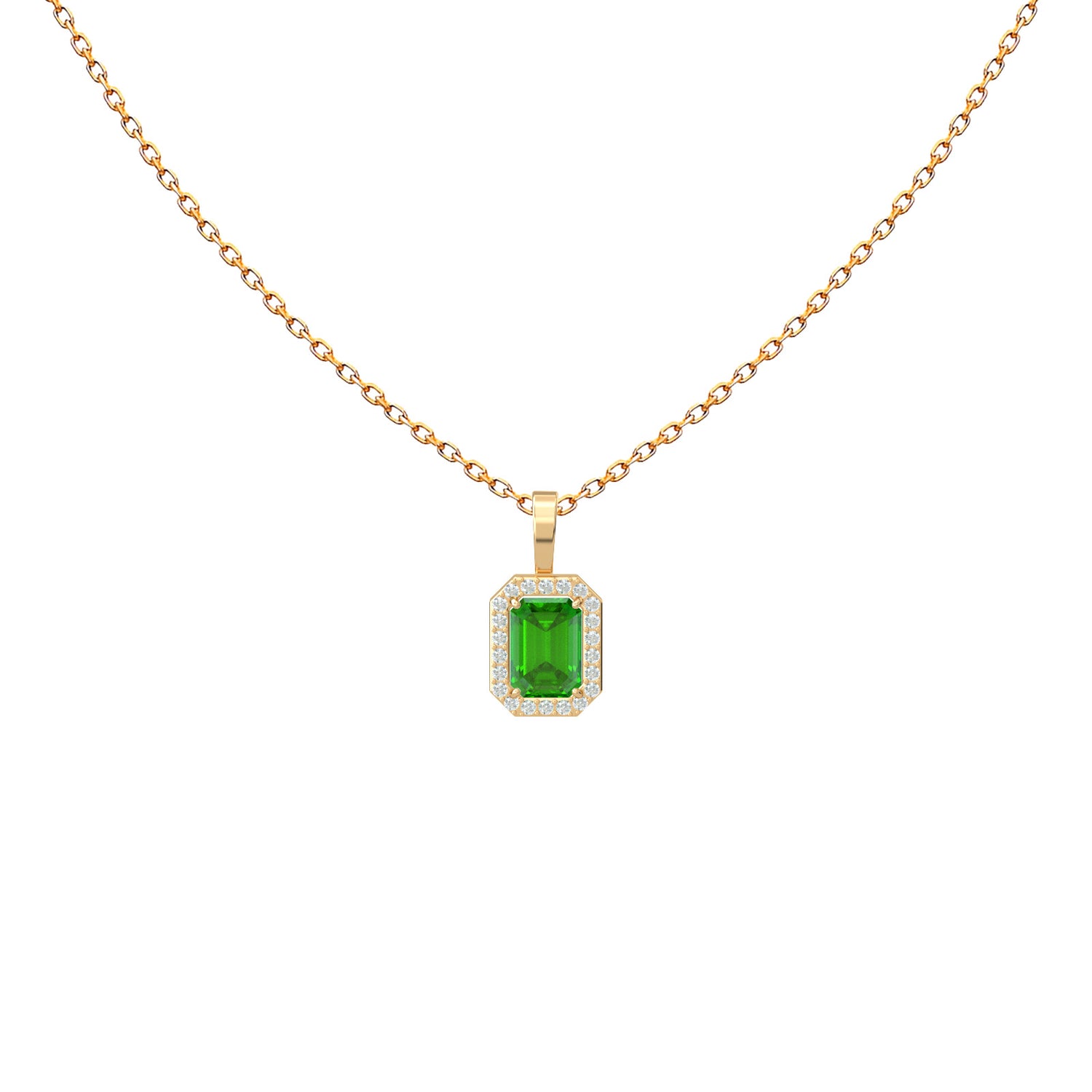 Necklace Emerald Cut Precious Stone