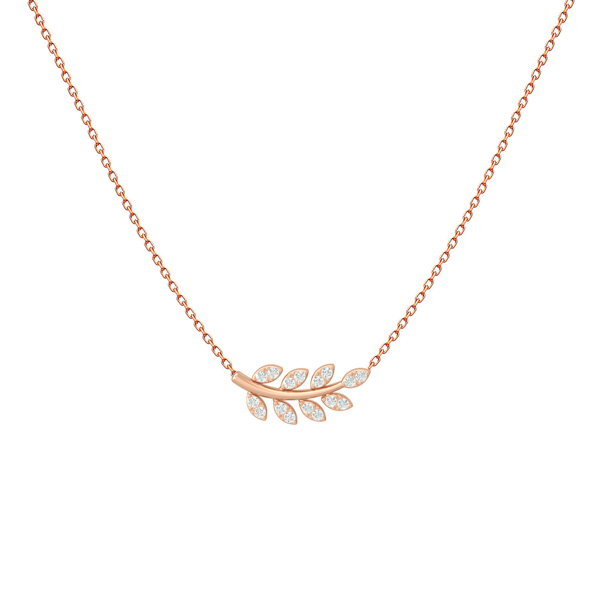 Diamond Leaf Pendant Necklace – Leaf of Hope, solid 18K gold, view 5 of 8