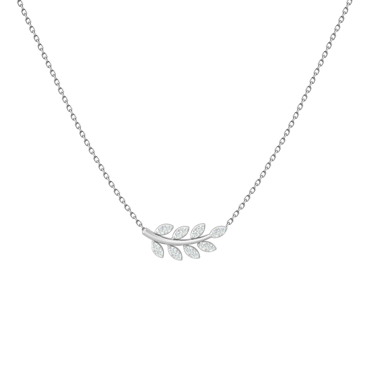 Diamond Leaf Pendant Necklace – Leaf of Hope, solid 18K gold, view 4 of 8