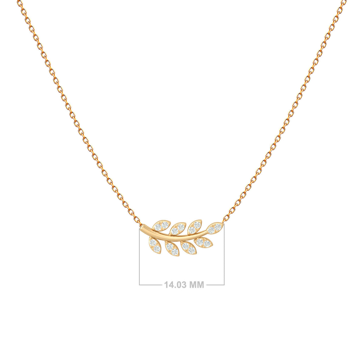 Diamond Leaf Pendant Necklace – Leaf of Hope, solid 18K gold, view 3 of 8