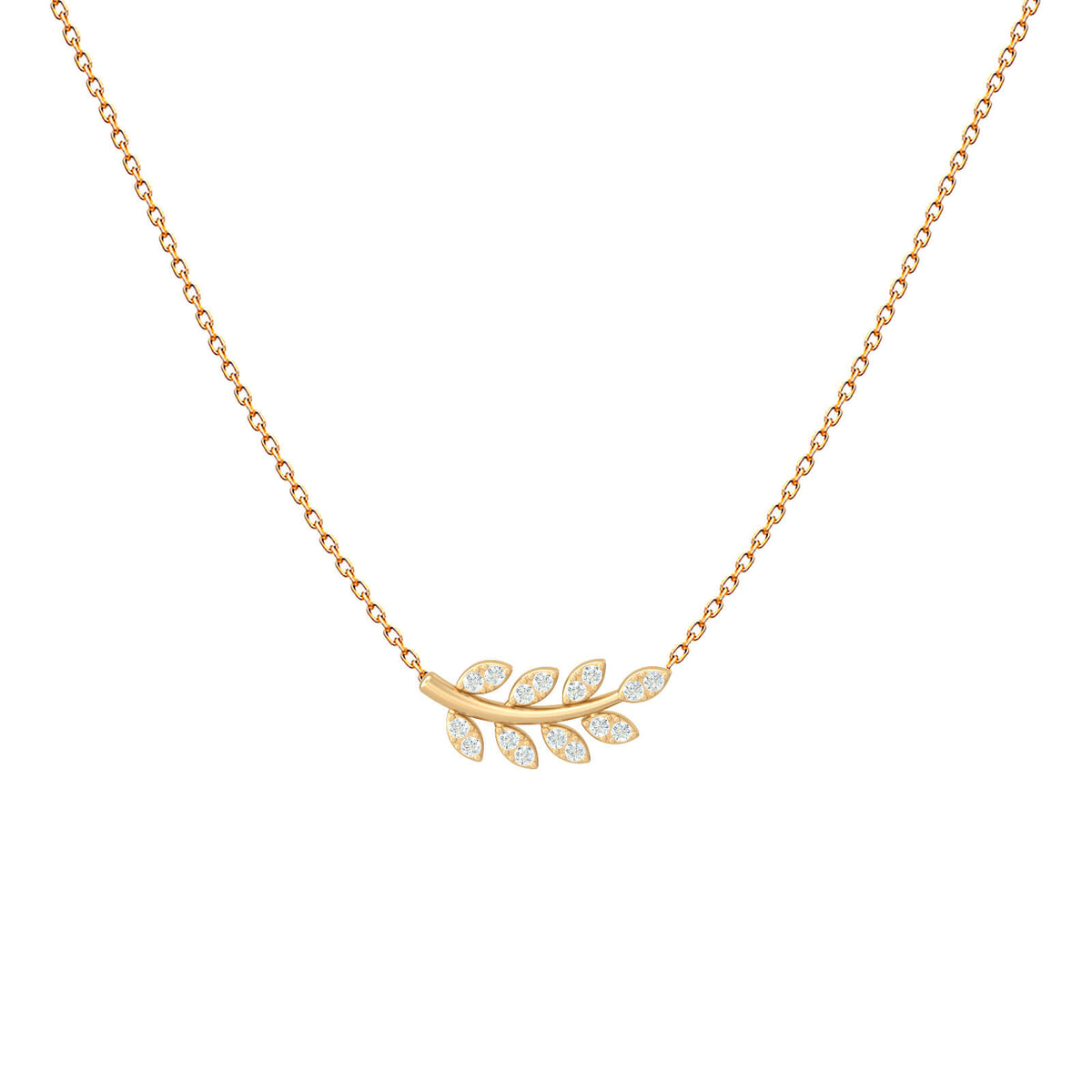 Diamond leaf pendant necklace in 18K gold – Leaf of Hope