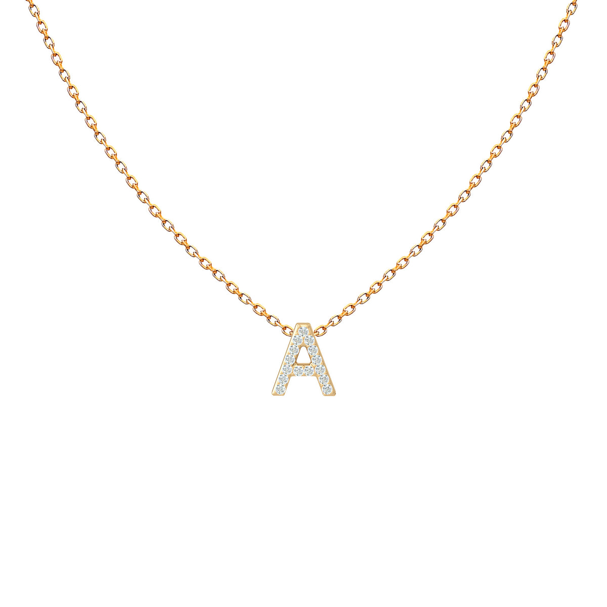 Pavé diamond initial pendant necklace in 18K gold – Chérie Classic