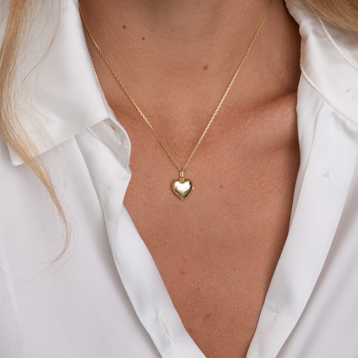Necklace Locket Heart Letter, 18K Gold