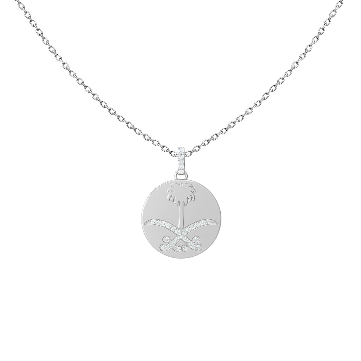 Saudi Arabia Medal Necklace, solid 18K gold, view 4 of 7