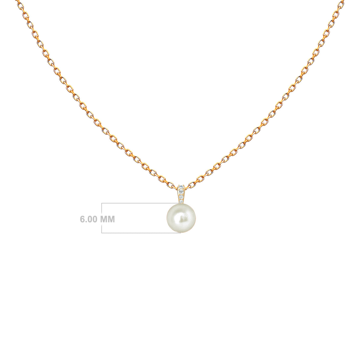 Single Diamond Pearl Necklace, solid 18K gold, view 2 of 9