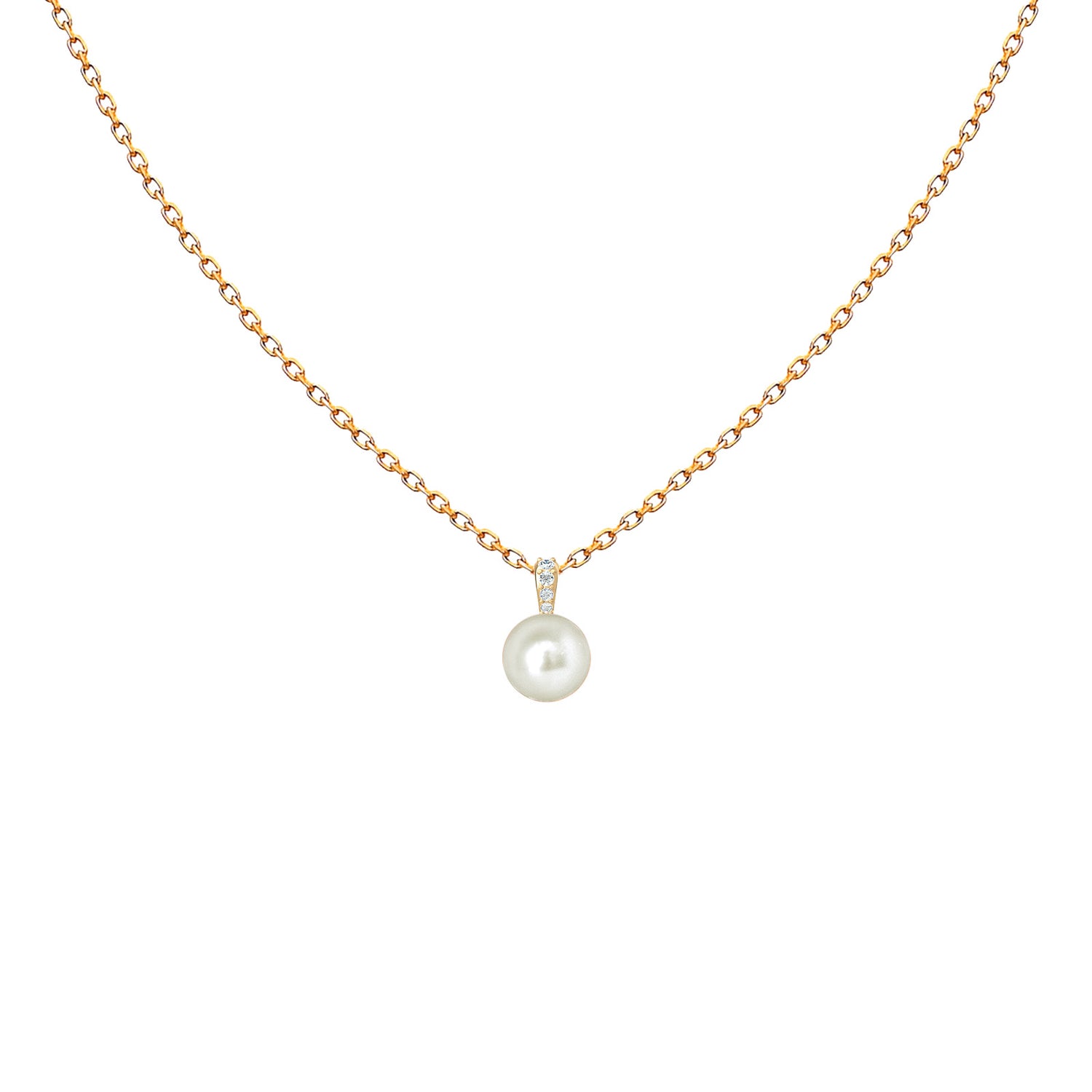 Single Diamond Pearl Necklace