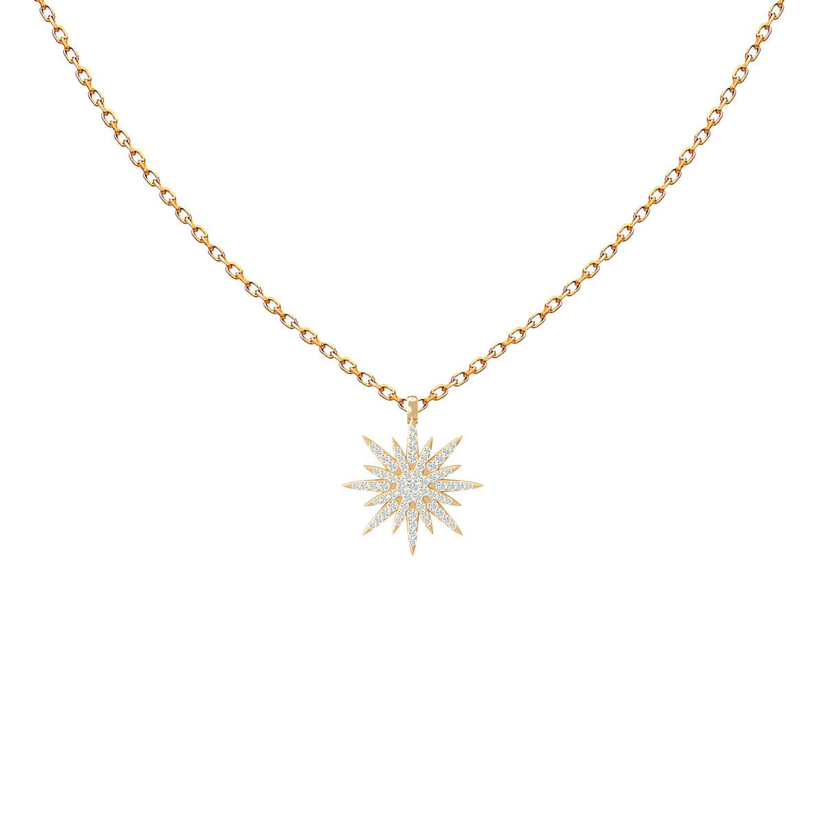 Pavé diamond starburst pendant necklace in 18K gold – Super Nova