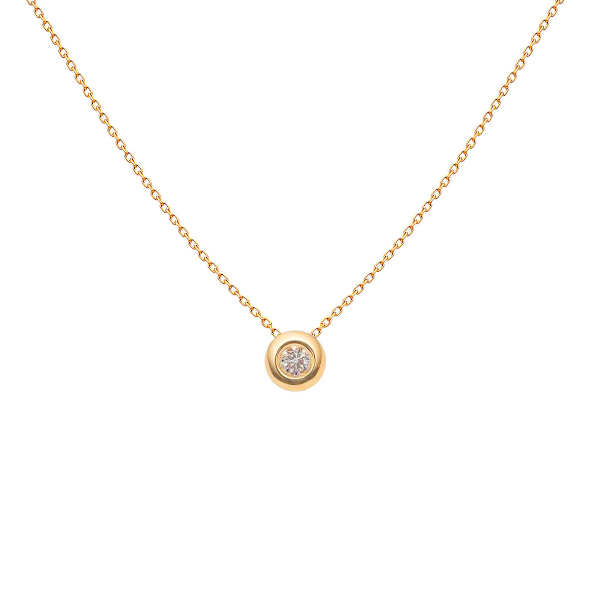 Pure Solitaire diamond necklace in 18K gold by Aquae Jewels