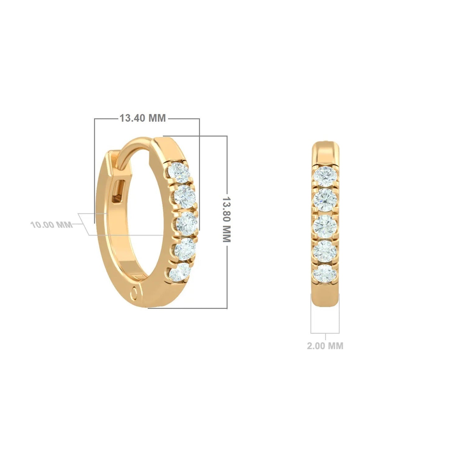Half Diamond Hoops Earrings