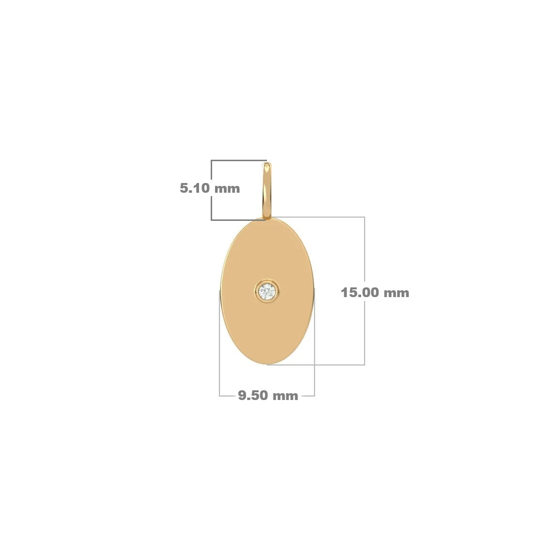 Oval Solitaire Charm, solid 18K gold, view 2 of 4