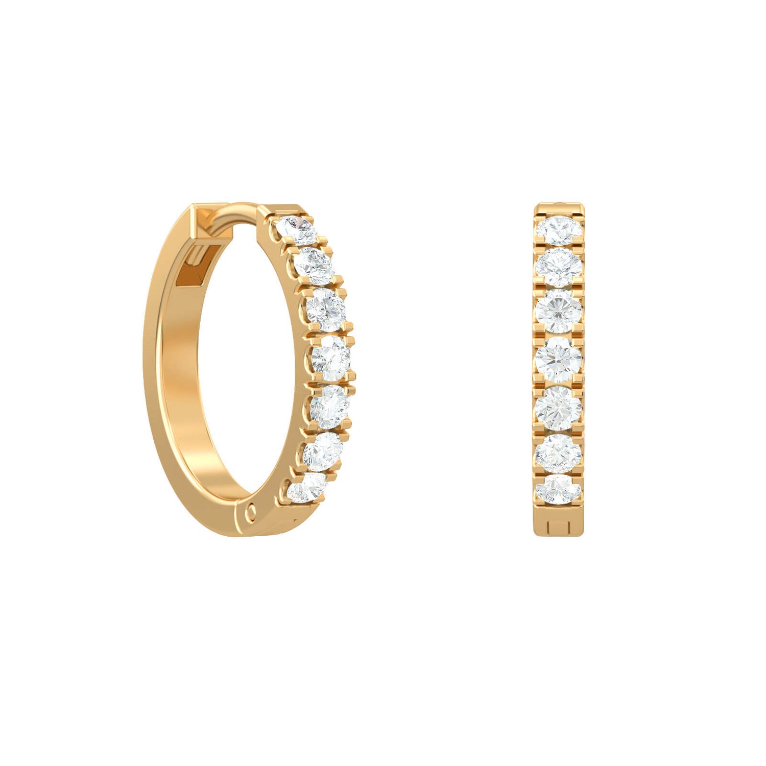 Half Diamond Hoops Earrings