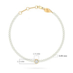 Diamond Solitaire Pearls Bracelet, solid 18K gold, view 9 of 9
