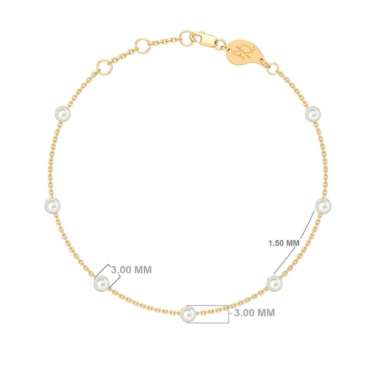 Constellation Pearls Baby Bracelet, solid 18K gold, view 3 of 9