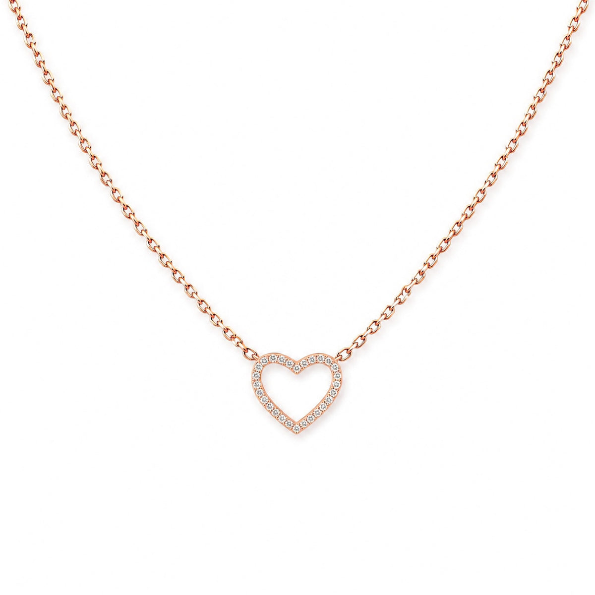 Heart Pendant Necklace with Heart-Cut Diamonds, solid 18K gold, view 3 of 8