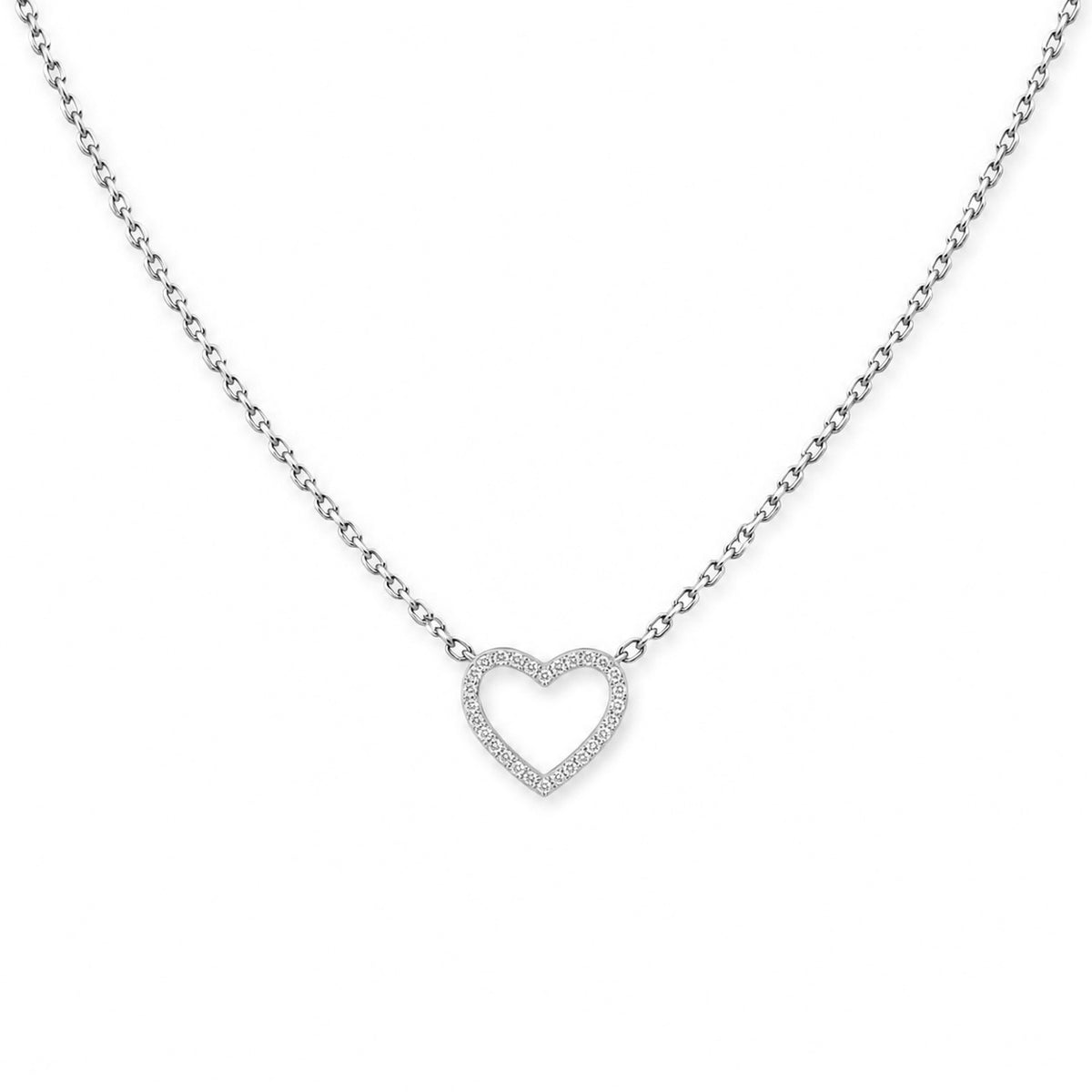 Heart Pendant Necklace with Heart-Cut Diamonds, solid 18K gold, view 4 of 8