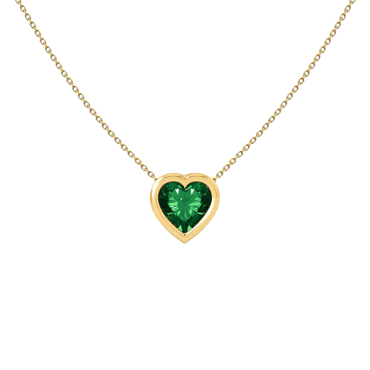 Precious Stone Heart Necklace, solid 18K gold, by Aquae Jewels
