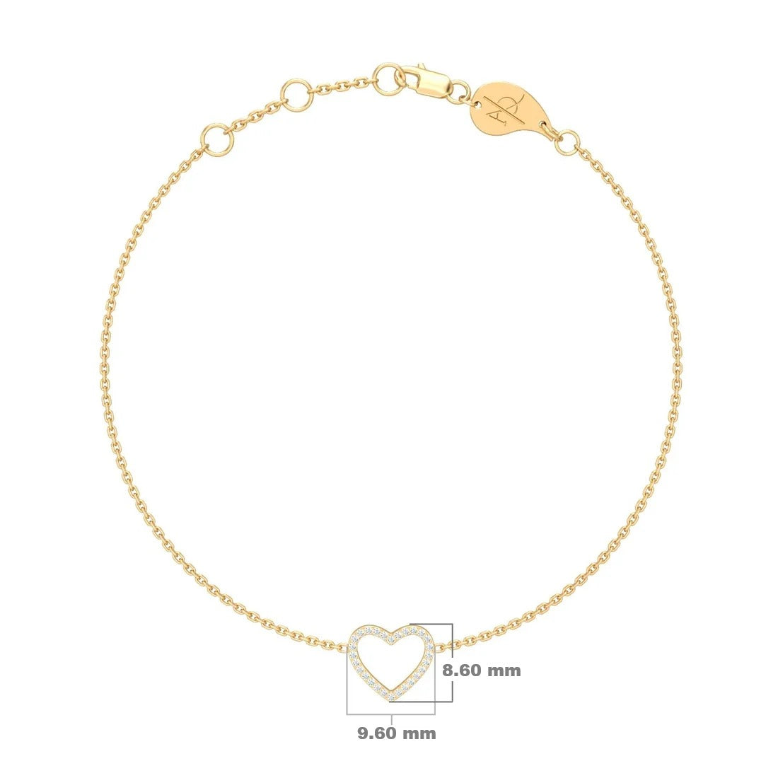 Precious Diamond Heart Bracelet, solid 18K gold, view 3 of 6