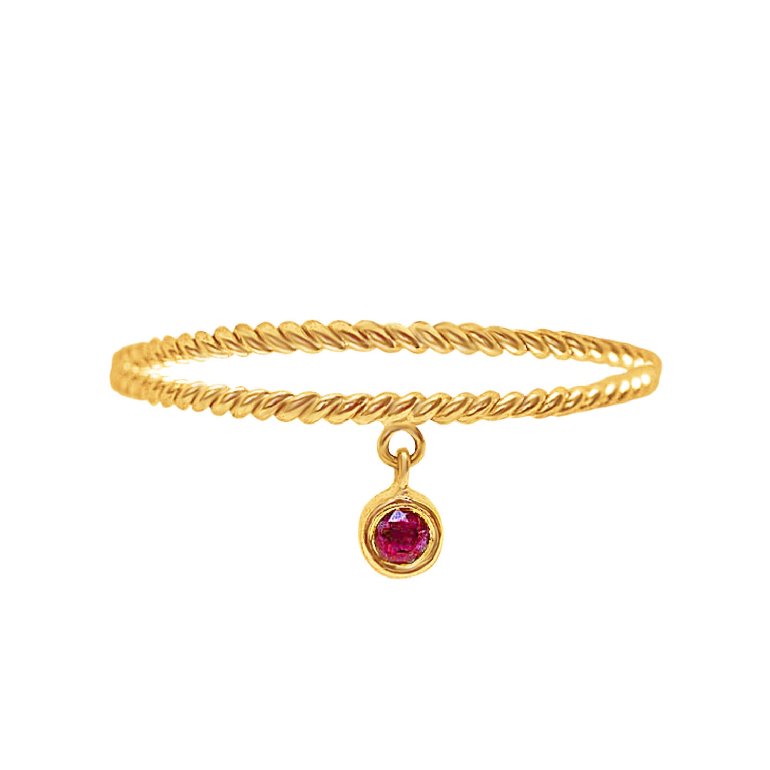 Petite Hanging Solitaire On Precious Stone Ring