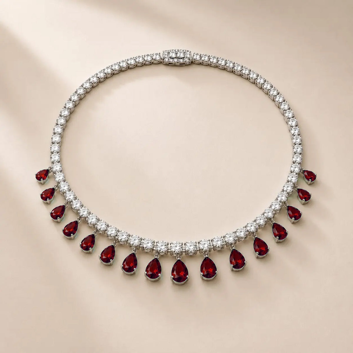 Ruby and diamond tennis choker in 18K white gold – Regalia