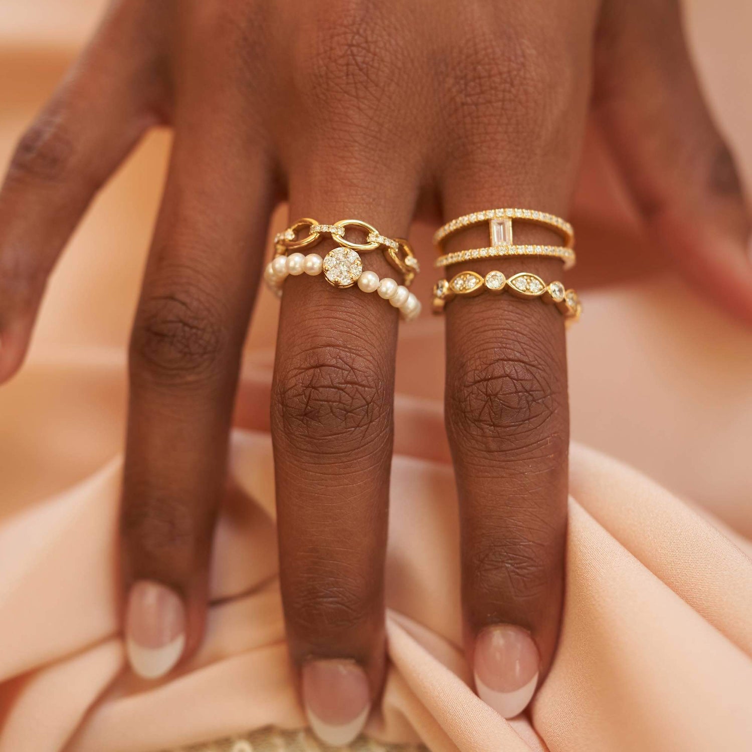 Flower Cluster Pearl Ring