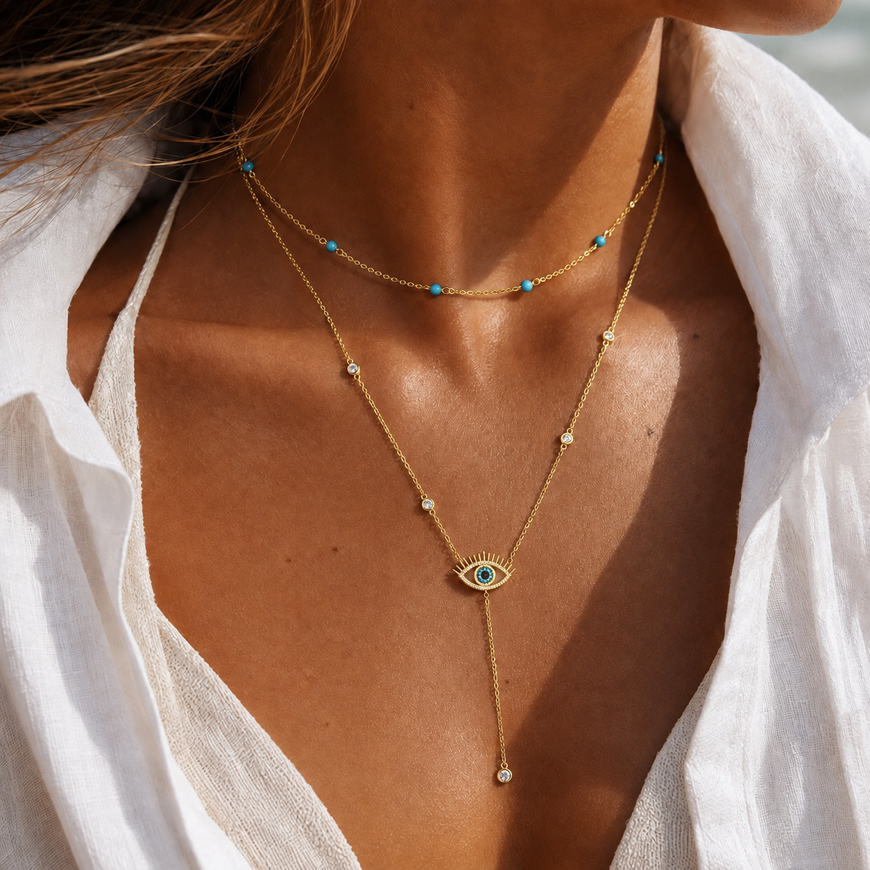 Red Carpet Blue Eye Necklace