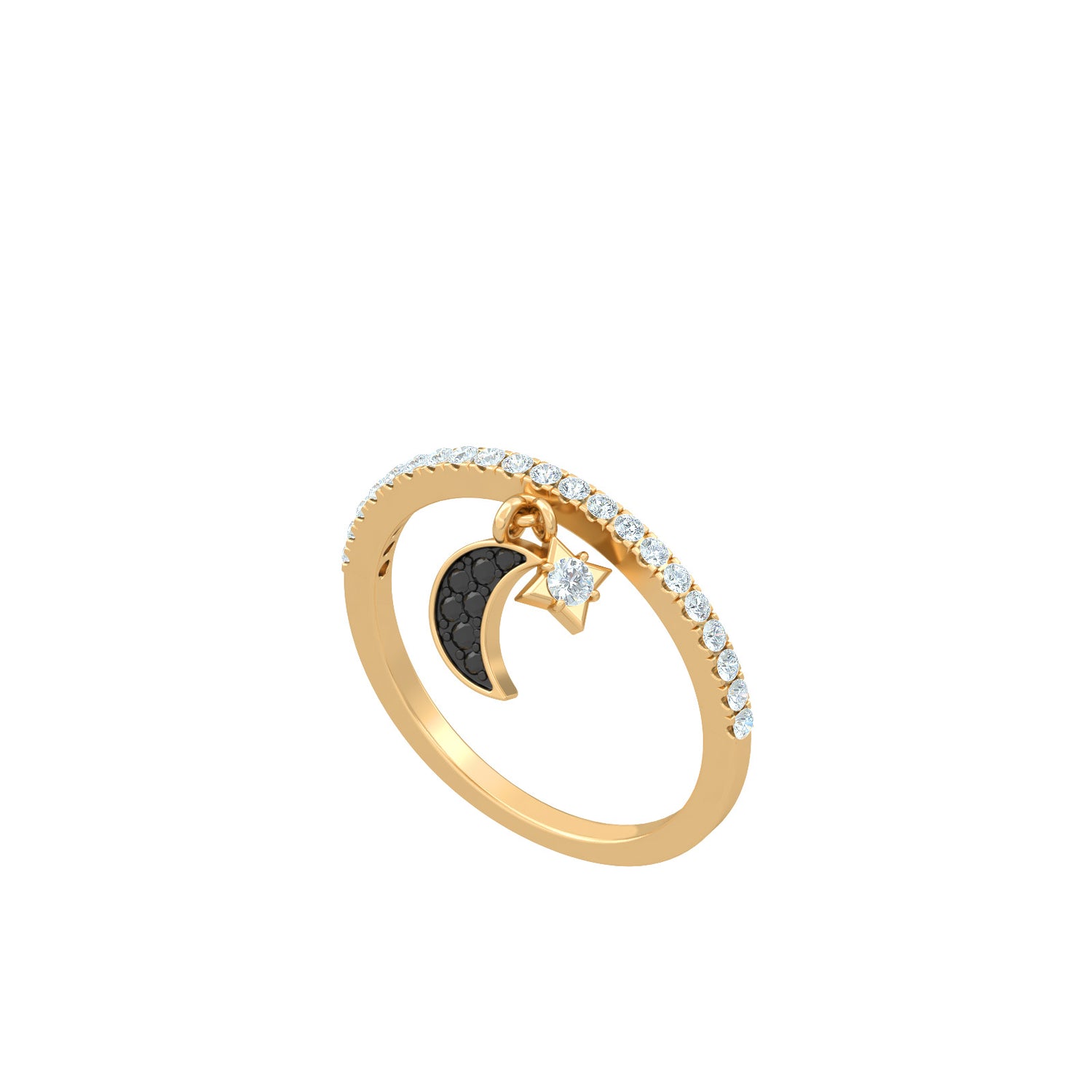 Black Moon & Star Petite Ring