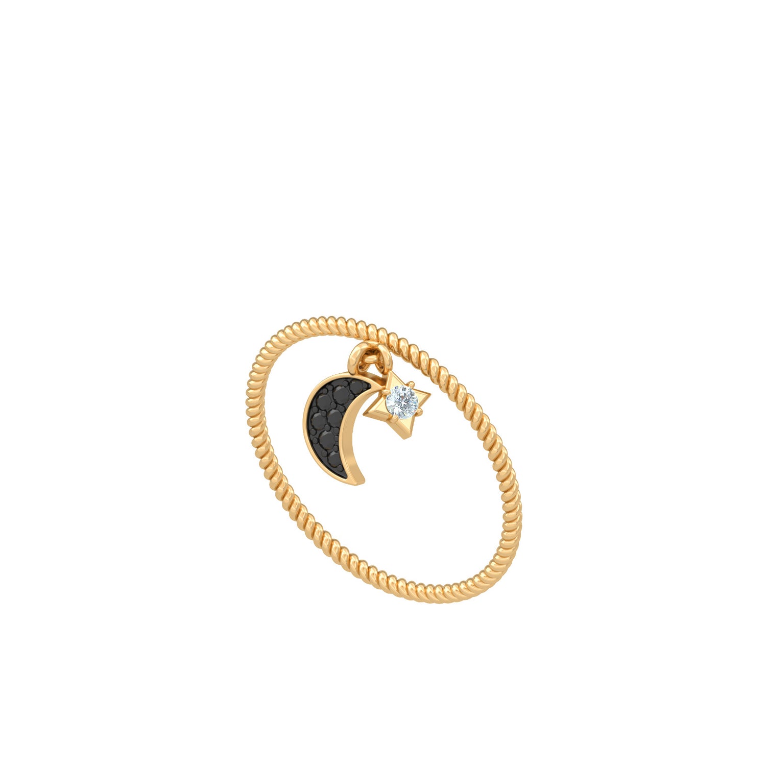 Black Moon & Star Ring