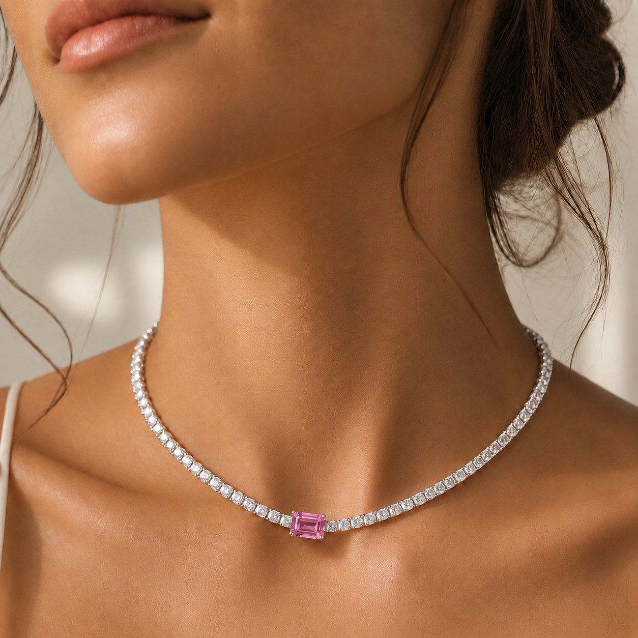 Collier tennis Scarlett taille émeraude