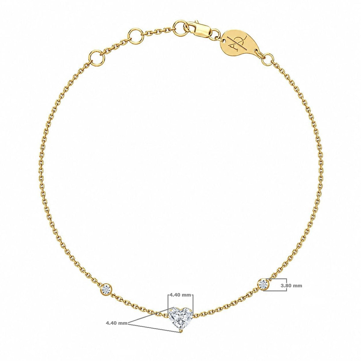 Premium Heart Bracelet, solid 18K gold, view 2 of 3