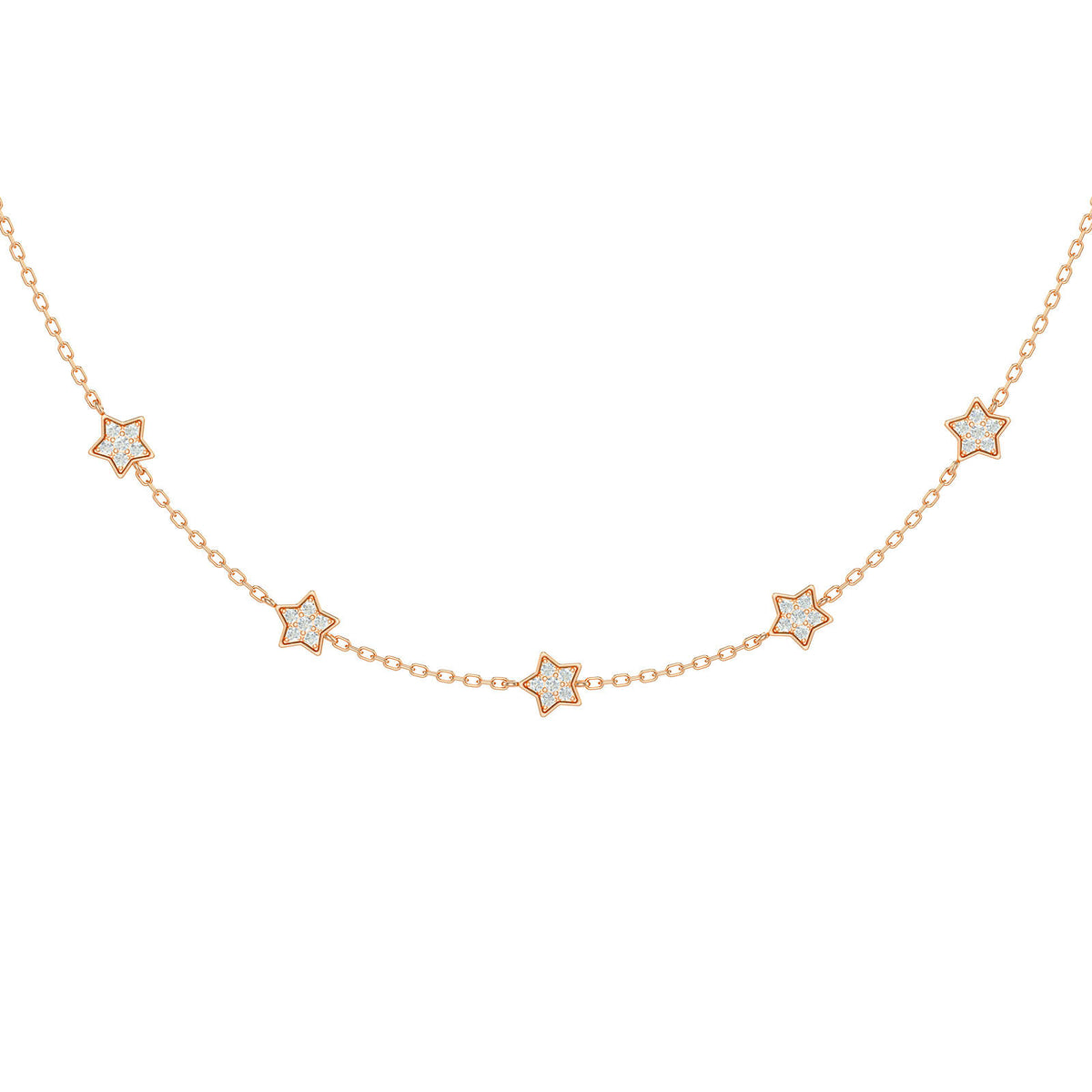 Star Diamonds Necklace, solid 18K gold, view 6 of 9