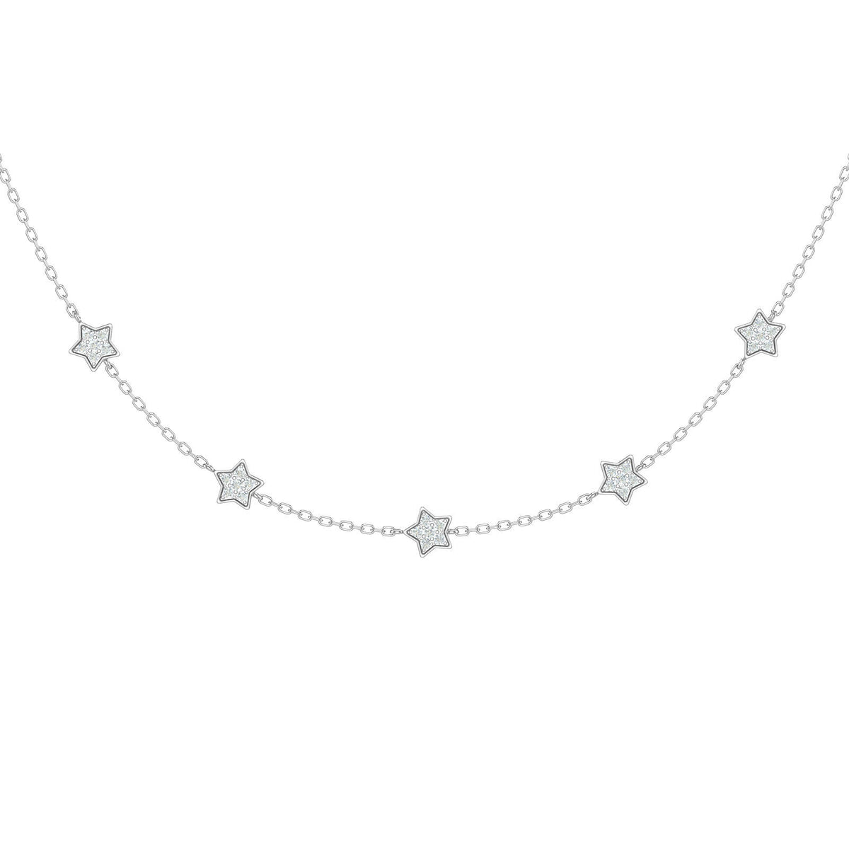 Star Diamonds Necklace, solid 18K gold, view 5 of 9
