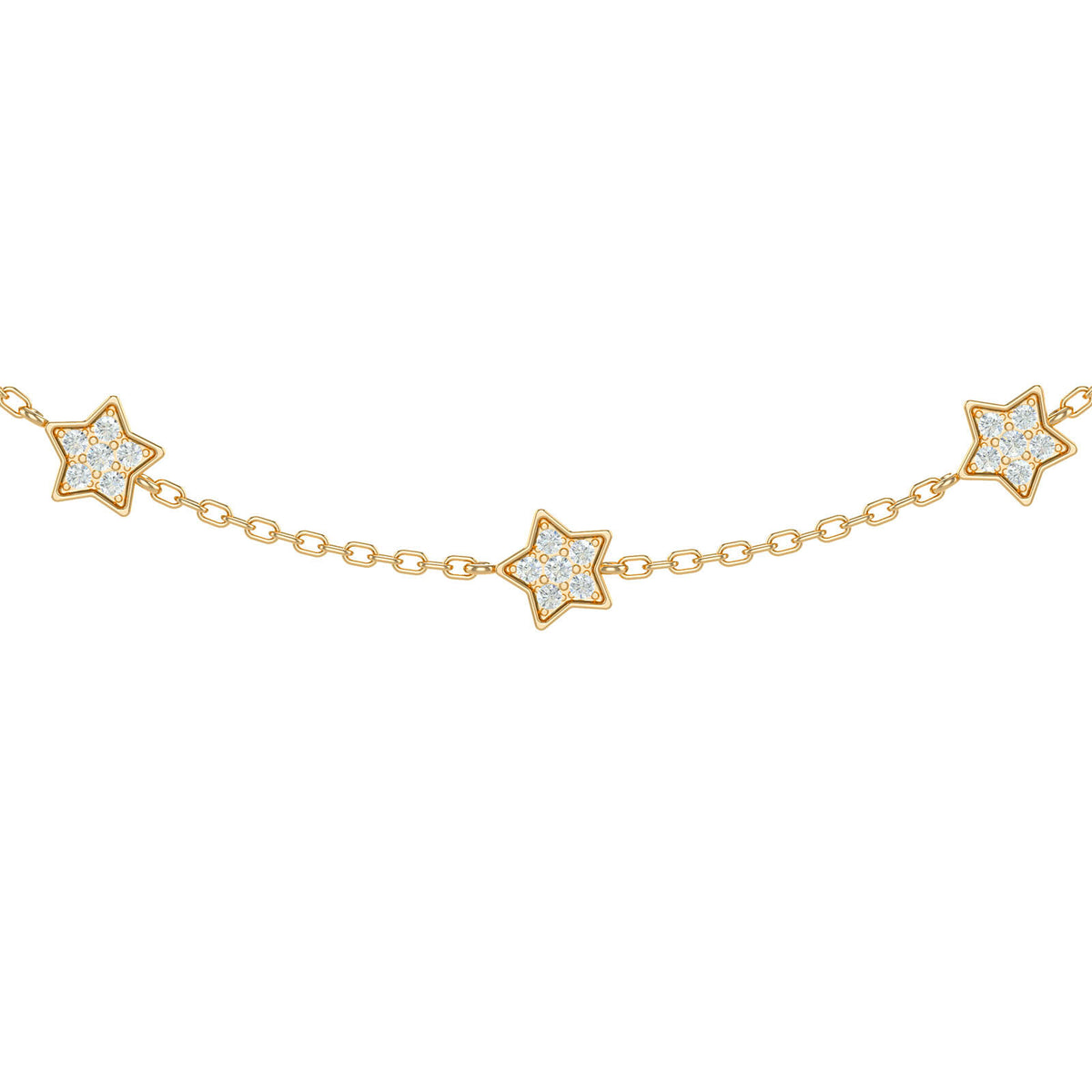 Star Diamonds Necklace, solid 18K gold, view 4 of 9