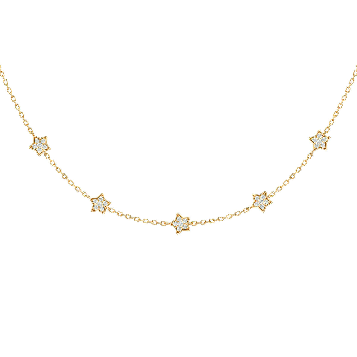 Star Diamonds Necklace, solid 18K gold, by Aquae Jewels