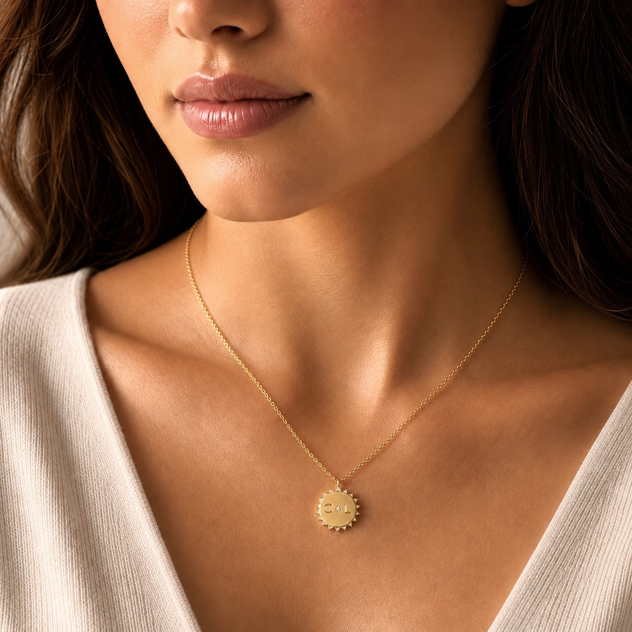 Sunny Initial Necklace Model
