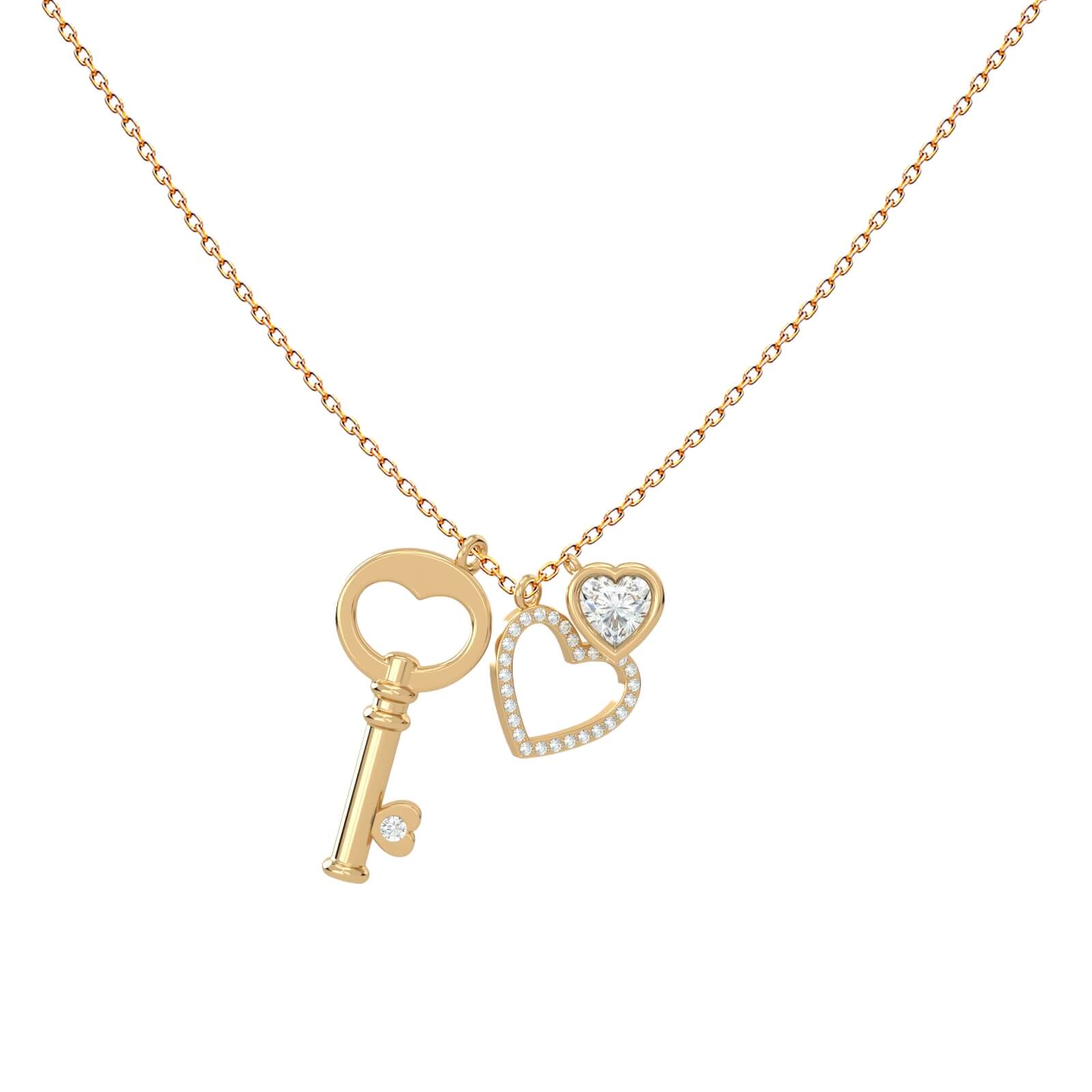 diamond-heart-key-necklace-sweet-love-18k-gold