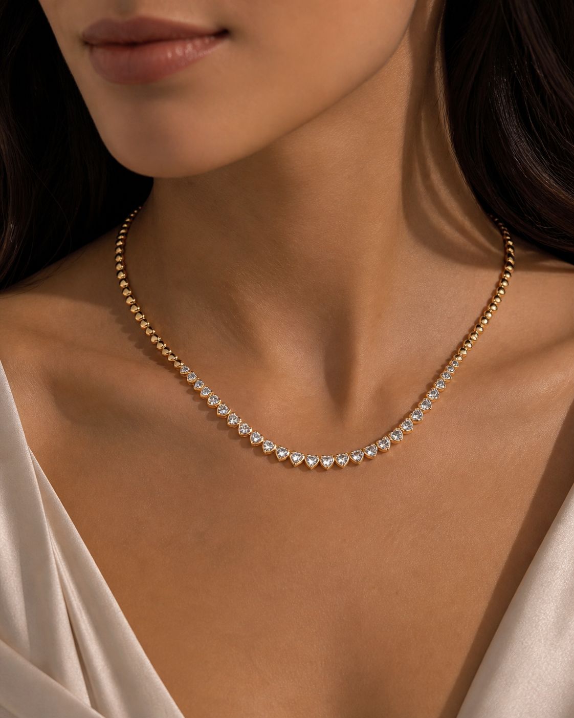 Diamond Hearts Tennis Choker