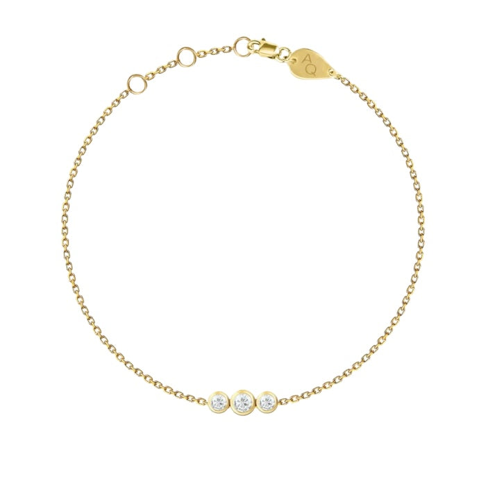 Trilogy Bracelet, solid 18K gold, by Aquae Jewels