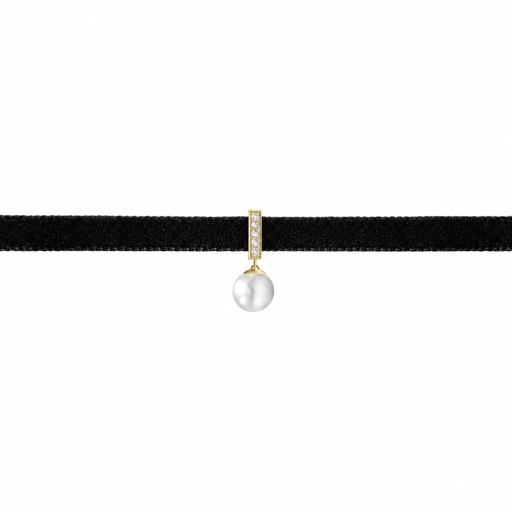 Velvet Pearl Choker necklace, solid 18K gold, view 4 of 7