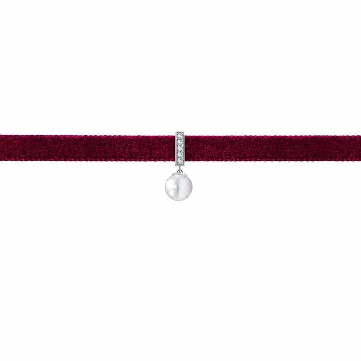 Velvet Pearl Choker necklace, solid 18K gold, view 5 of 7