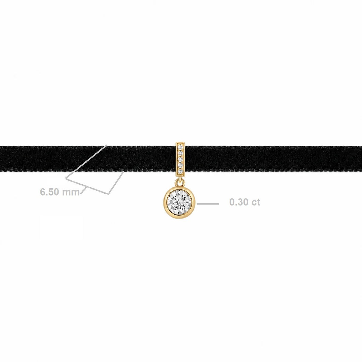 Velvet Solitaire Diamond Choker necklace, solid 18K gold, view 3 of 9