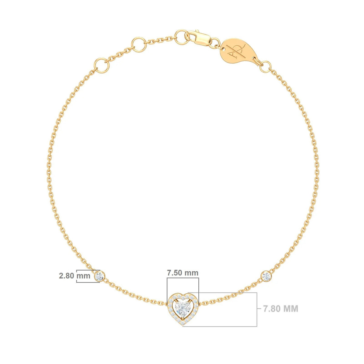 Verona Heart-Cut Bracelet, solid 18K gold, view 3 of 6