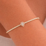 Pear-Cut & Round Diamond Bangle – Verona bracelet, solid 18K gold, view 3 of 9