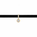 Velvet Solitaire Diamond Choker necklace, solid 18K gold, by Aquae Jewels