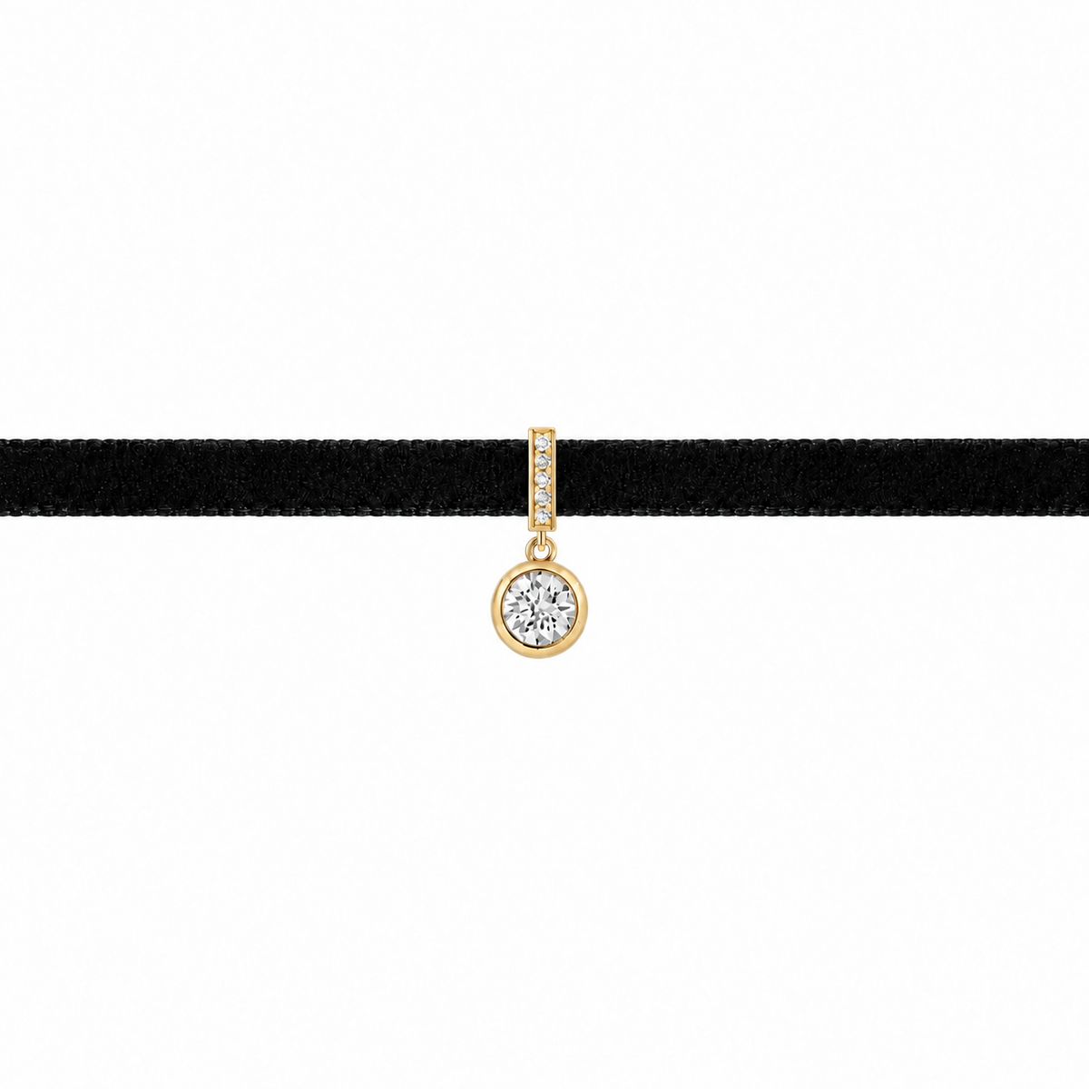 Velvet Solitaire Diamond Choker necklace, solid 18K gold, by Aquae Jewels