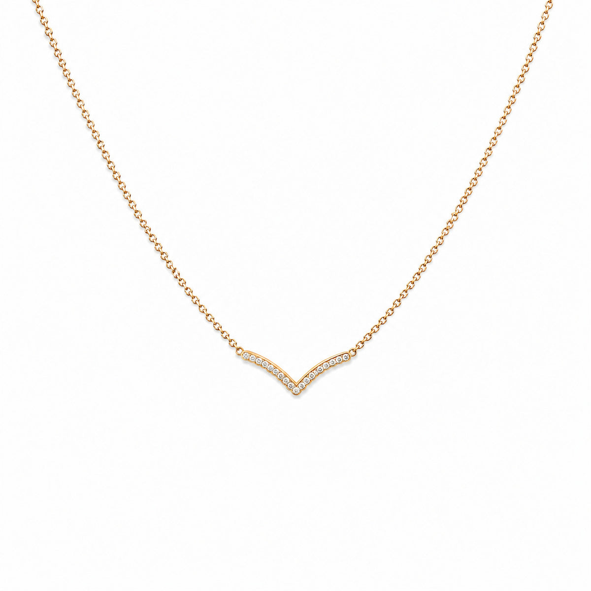 Diamond V pendant necklace in 18K gold – Victory