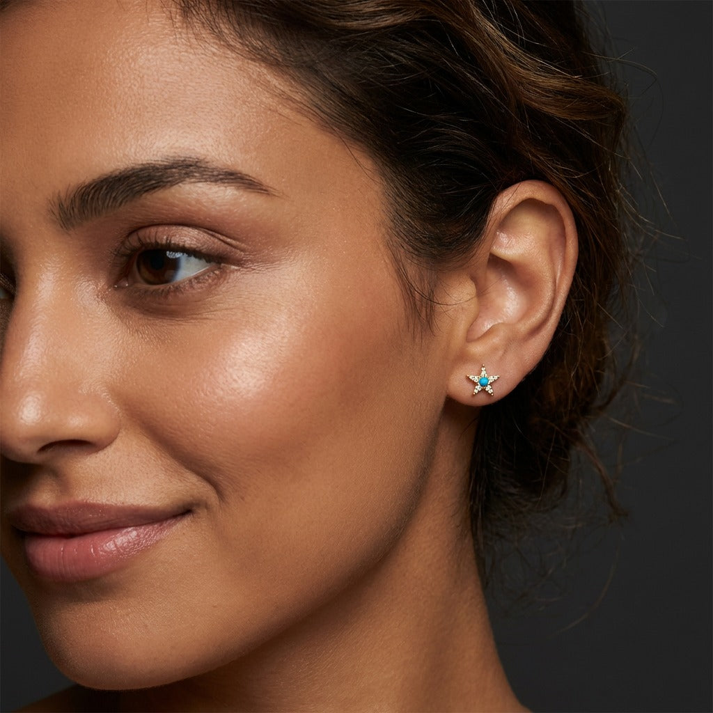 Turquoise Star Stud Earrings
