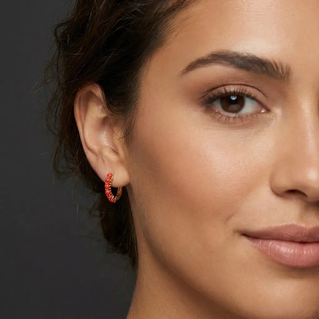 Coral Hoop Earrings