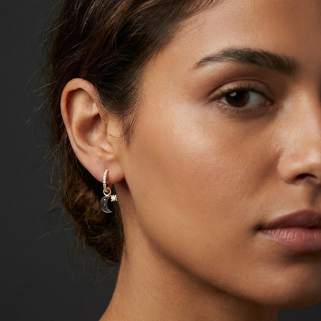 Moon &amp; Star Hoop Earrings