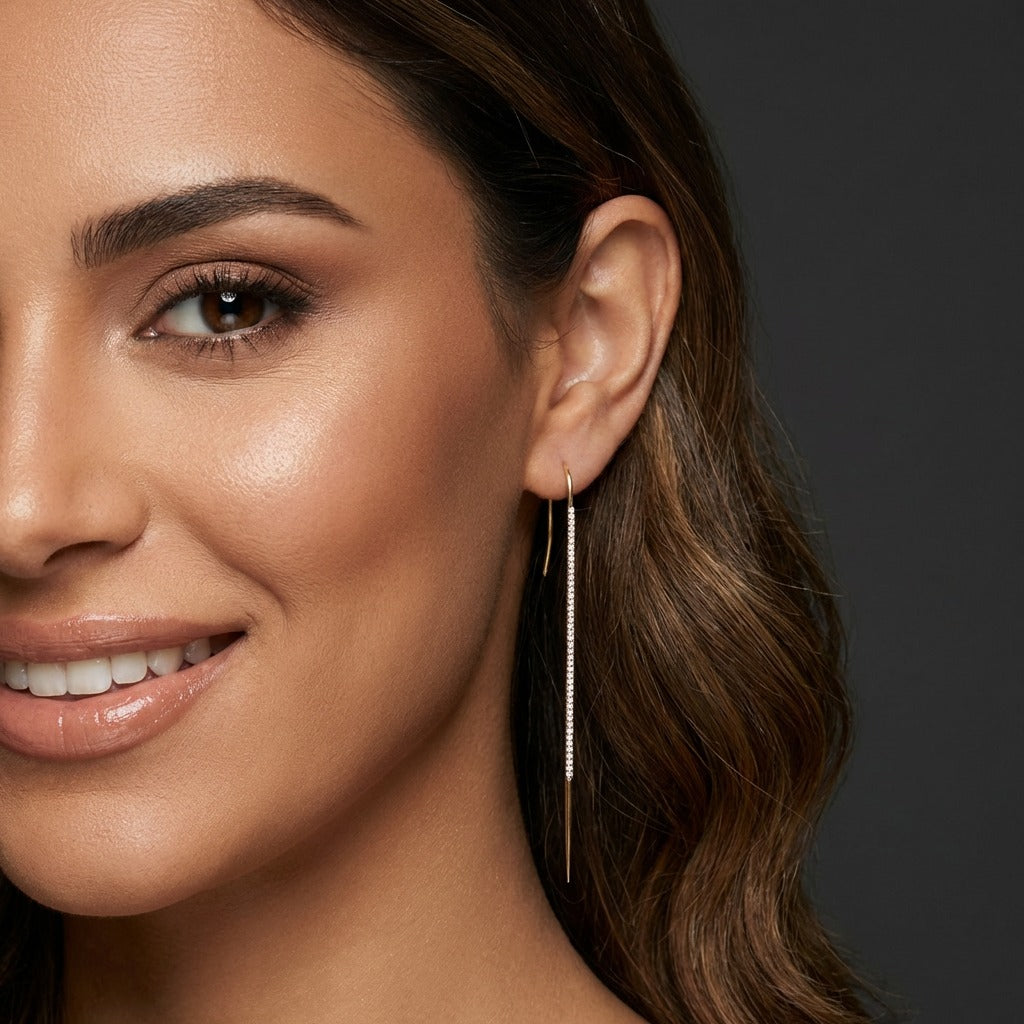 Clawer Diamond Line Earring